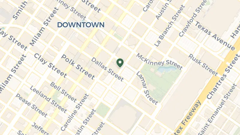 Map of 1300 Lamar St, Houston, TX 77010, USA