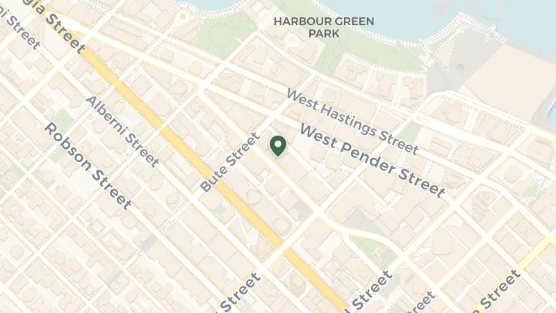 Map of 1177 Melville St, Vancouver, BC V6E 0A3, Canada