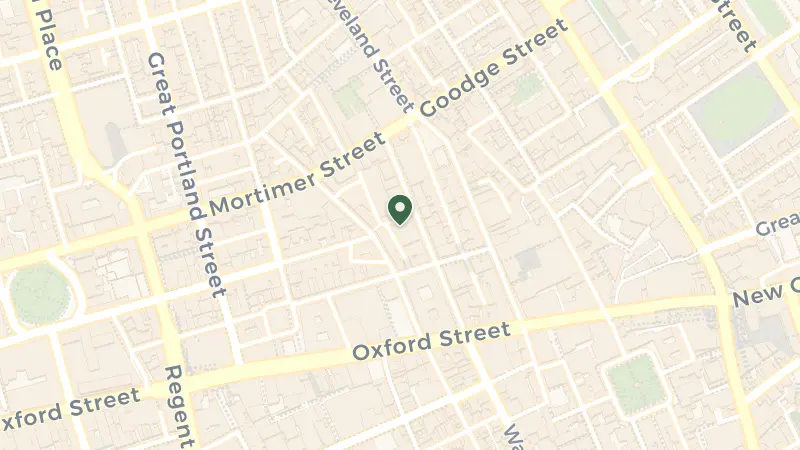 Map of 50 Berners St, London W1T 3NG, UK