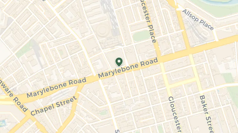 Map of 222 Marylebone Rd, London NW1 6JQ, UK