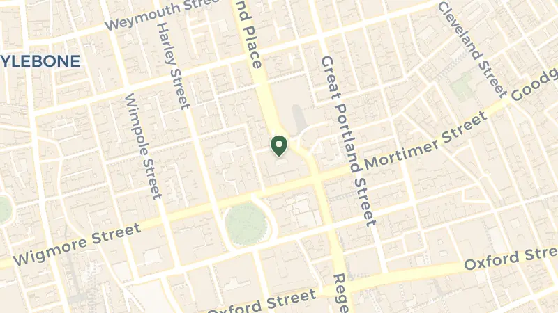 Map of 1C Portland Pl, Regent St., London W1B 1JA, UK
